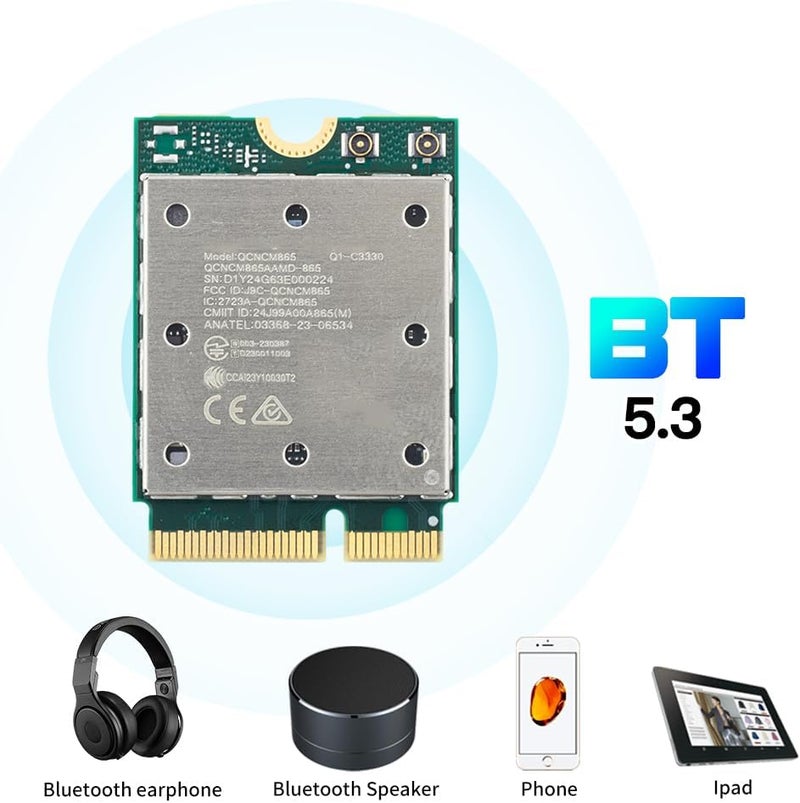 DERAPID WiFi 7 QCNCM865 M.2 Key E WiFi Card BT5.3 Tri-Band Network Card 5800Mbps M.2 Wireless Adapter for AMD Motherboards Win 11 Only - Image 4